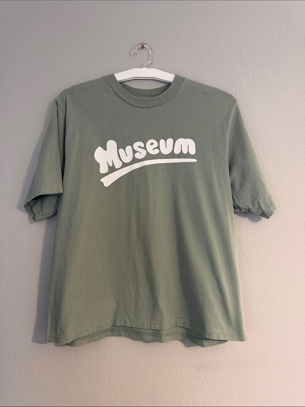 Museum of Peace & Quiet Bubble Graphic T-Shirt Sage Green Cotton Tee in Size L